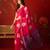 Rani silk cotton bandhni printed saree with unstitched blouse piece.