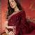 Maroon tissue satin embroidered saree with unstitched blouse piece.