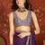 Purple silk blend crepe printed saree with unstitched blouse piece.