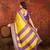 Yellow silk cotton zari saree with unstitched blouse piece.