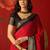 Red silk cotton zari saree with unstitched blouse piece.