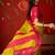 Neon silk cotton zari checks saree with unstitched blouse piece.