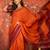 Orange silk cotton zari checks saree with unstitched blouse piece.