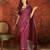 Wine silk cotton printed saree with unstitched blouse piece.