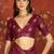 Wine silk cotton printed saree with unstitched blouse piece.