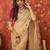 Beige chiffon embroidered saree with unstitched blouse piece.