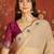 Beige chiffon embroidered saree with unstitched blouse piece.