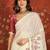 Cream chiffon embroidered saree with unstitched blouse piece.