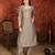 Elegant grey roman handwork kurti pant set with muslin print dupatta