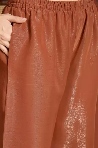  rust shimmer zari kurti sharara set