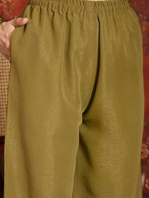 Elegant olive green shimmer zari kurti sharara set 6