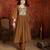 Elegant brown mull chanderi flared kurti pant set