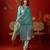  sea green roman glass kurti pant set with heavy jacquard dupatta
