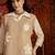 Beige cotton shirt with jute cotton koti & pant co-ord set