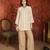 Beige cotton shirt with jute cotton koti & pant co-ord set