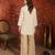 Beige cotton shirt with jute cotton koti & pant co-ord set