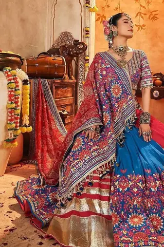 Blue Navratri Special Muslin Cotton Chaniya Choli