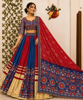 Blue Navratri Special Muslin Cotton Chaniya Choli 1