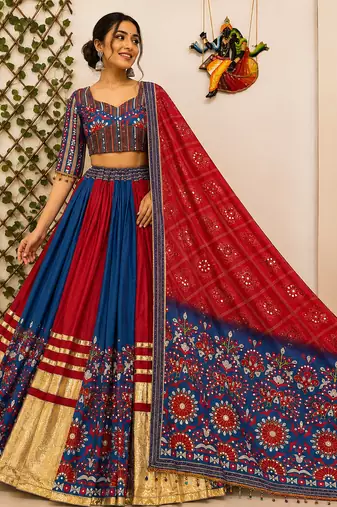 Blue Navratri Special Muslin Cotton Chaniya Choli