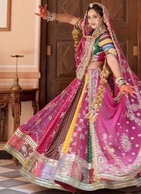 Rani Pink Navratri Mirror Work Chaniya Choli 1