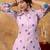 Lavender cotton soft-tone printed kurta pant set with floral print & side pocket