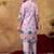 Lavender cotton soft-tone printed kurta pant set with floral print & side pocket
