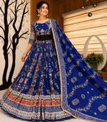 Blue Navratri Mirror Work Chaniya Choli