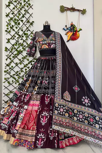 Wine Navratri Special Mirror Work Chaniya Choli