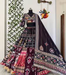 wine navratri special mirror work cotton chaniya choli