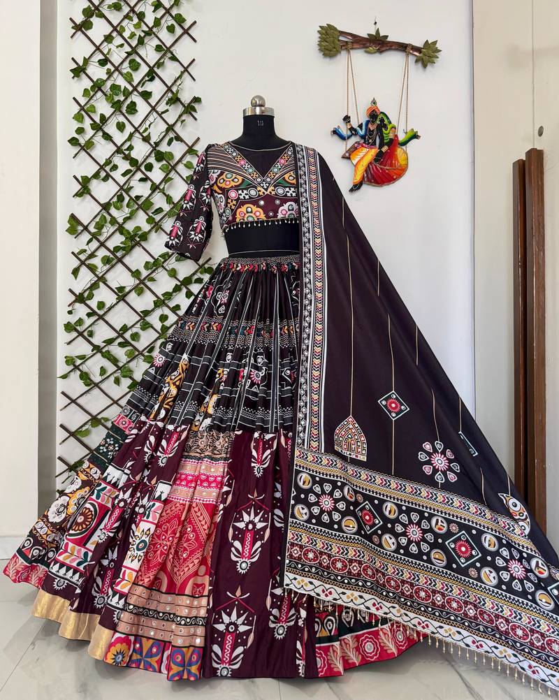 Wine Navratri Special Mirror Work Chaniya Choli
