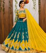 Yellow Navratri Mirror Work Lehenga