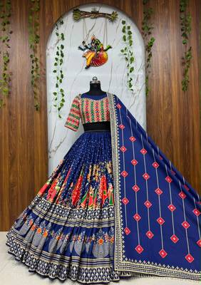 Navy Blue Navratri Mirror Work Chaniya Choli 3