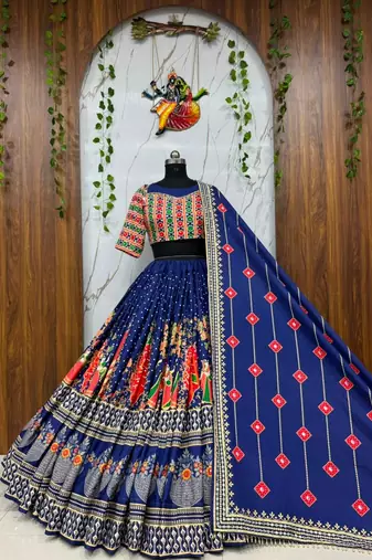 Navy Blue Navratri Mirror Work Chaniya Choli