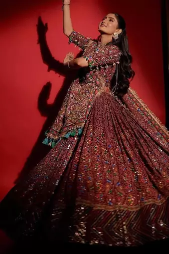 Wine Navratri Special Mirror Work Chaniya Choli
