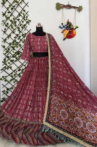 Wine Navratri Special Mirror Work Chaniya Choli