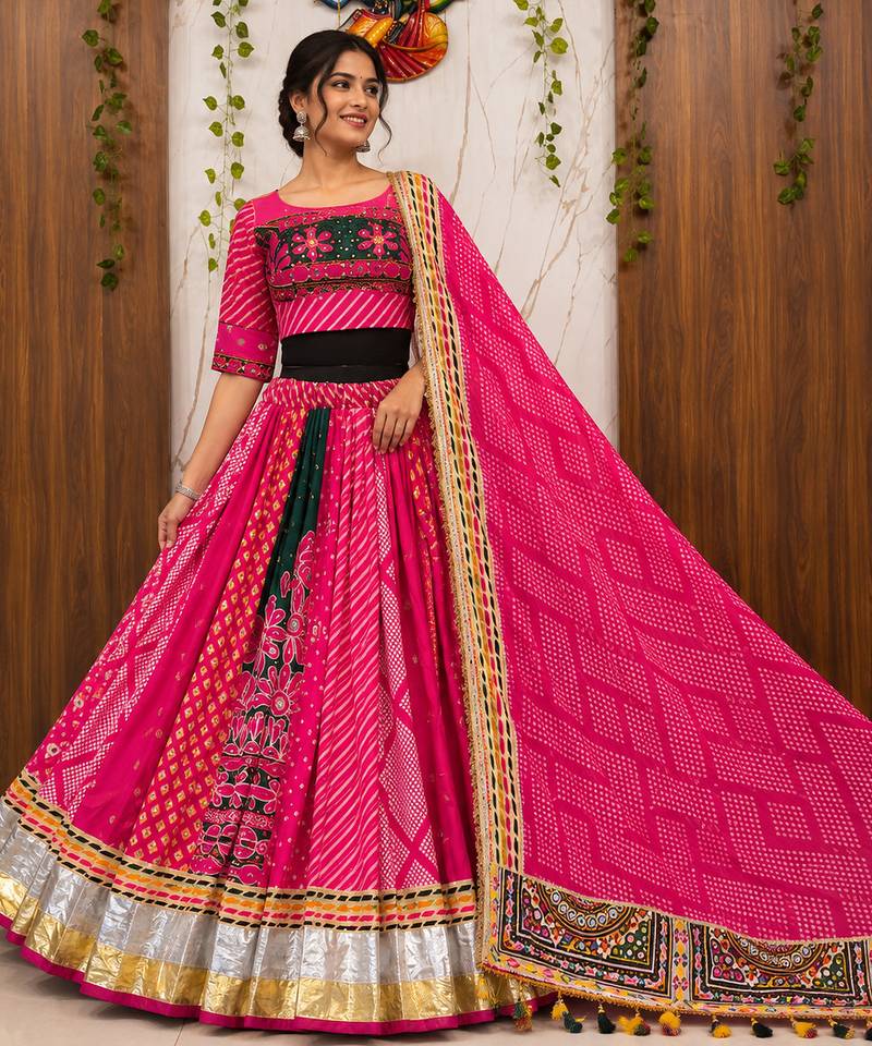 Rani Pink Navratri Mirror Work Chaniya Choli