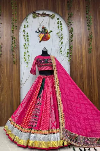 Rani Pink Navratri Mirror Work Chaniya Choli