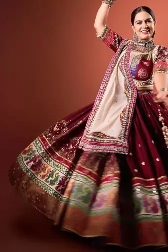 Maroon Navratri Mirror Work Chaniya Choli
