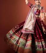Maroon Navratri Mirror Work Chaniya Choli