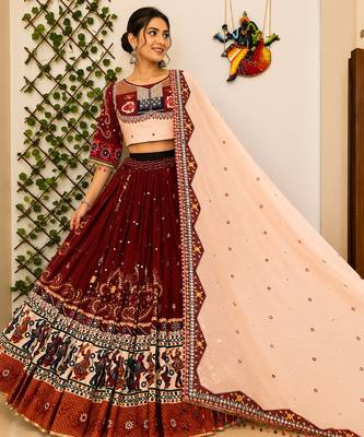 Maroon Navratri Mirror Work Chaniya Choli 2