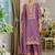 Purple embroidered chinon free size stitched palazzo style salwar suit
