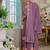 Purple embroidered chinon free size stitched palazzo style salwar suit