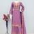 Purple embroidered chinon free size stitched palazzo style salwar suit