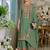 Green embroidered chinon free size stitched palazzo style salwar suit