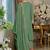 Green embroidered chinon free size stitched palazzo style salwar suit