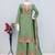 Green embroidered chinon free size stitched palazzo style salwar suit