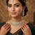Pista necklace set with earrings & maang tikka | kundan & agate stone | lacquer plating