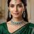 Green color necklace set with earrings & maang tikka | kundan & agate stone | silver plated