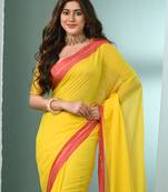 Yellow solid mulmul soft saree