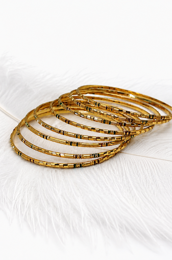 Ethnic design, multicolour enamel accents, stackable style, traditional wear, slim band